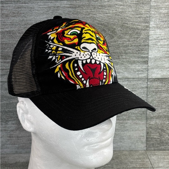 NWOT Ed Hardy DEH Mesh Snapback Trucker Hat Cap Lion Head Tattoo Black OSHA - Picture 8 of 13